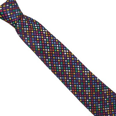 Multi-coloured dotted print tie